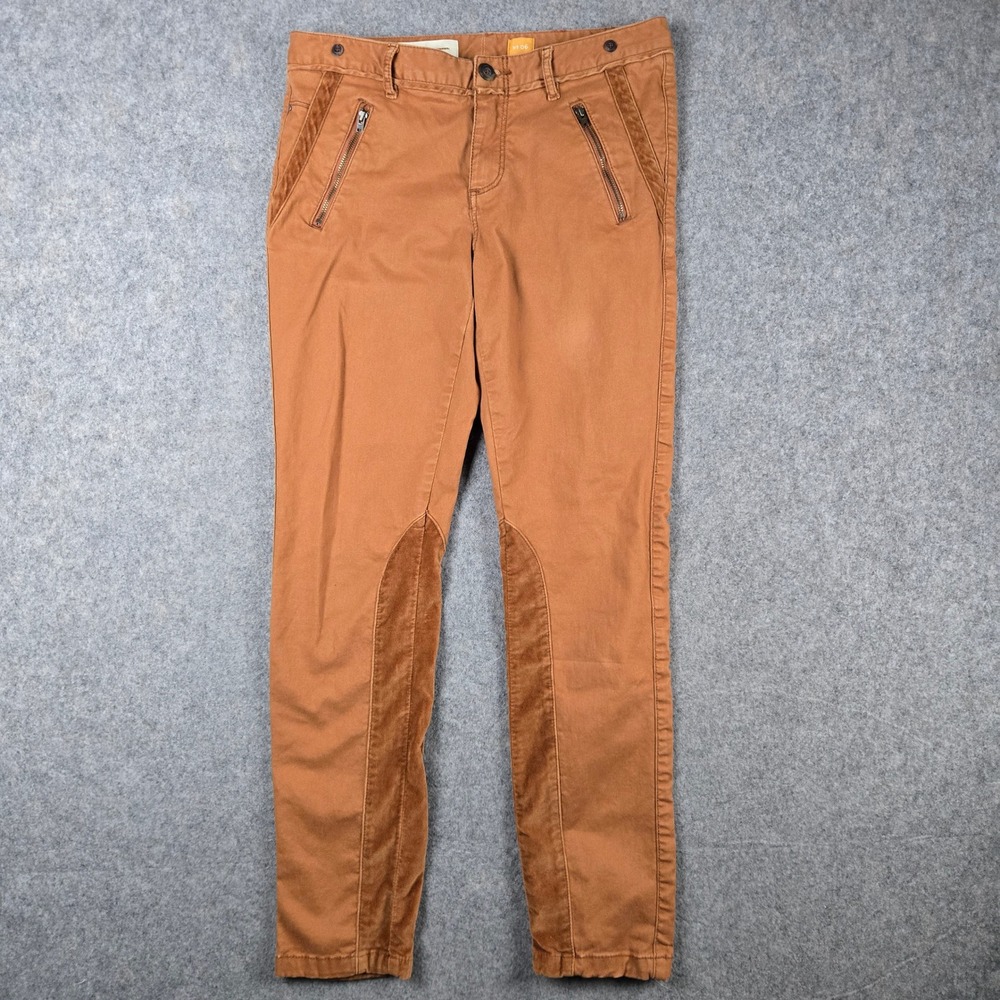Pilcro and the Letterpress Pants Womens 26 Brown Equestrian Corduroy Patch Moto